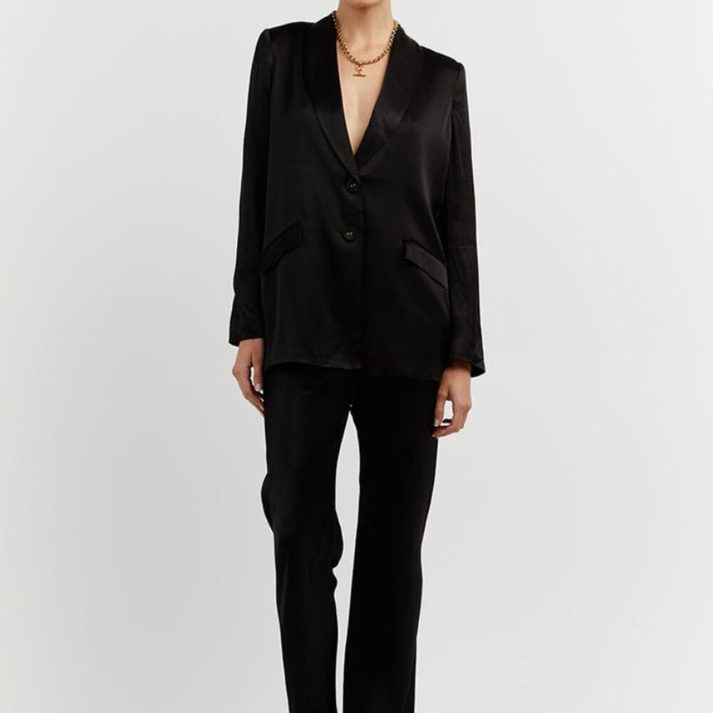 DISSH KIAH BLACK SATIN BLAZER - 6 / BLACK
